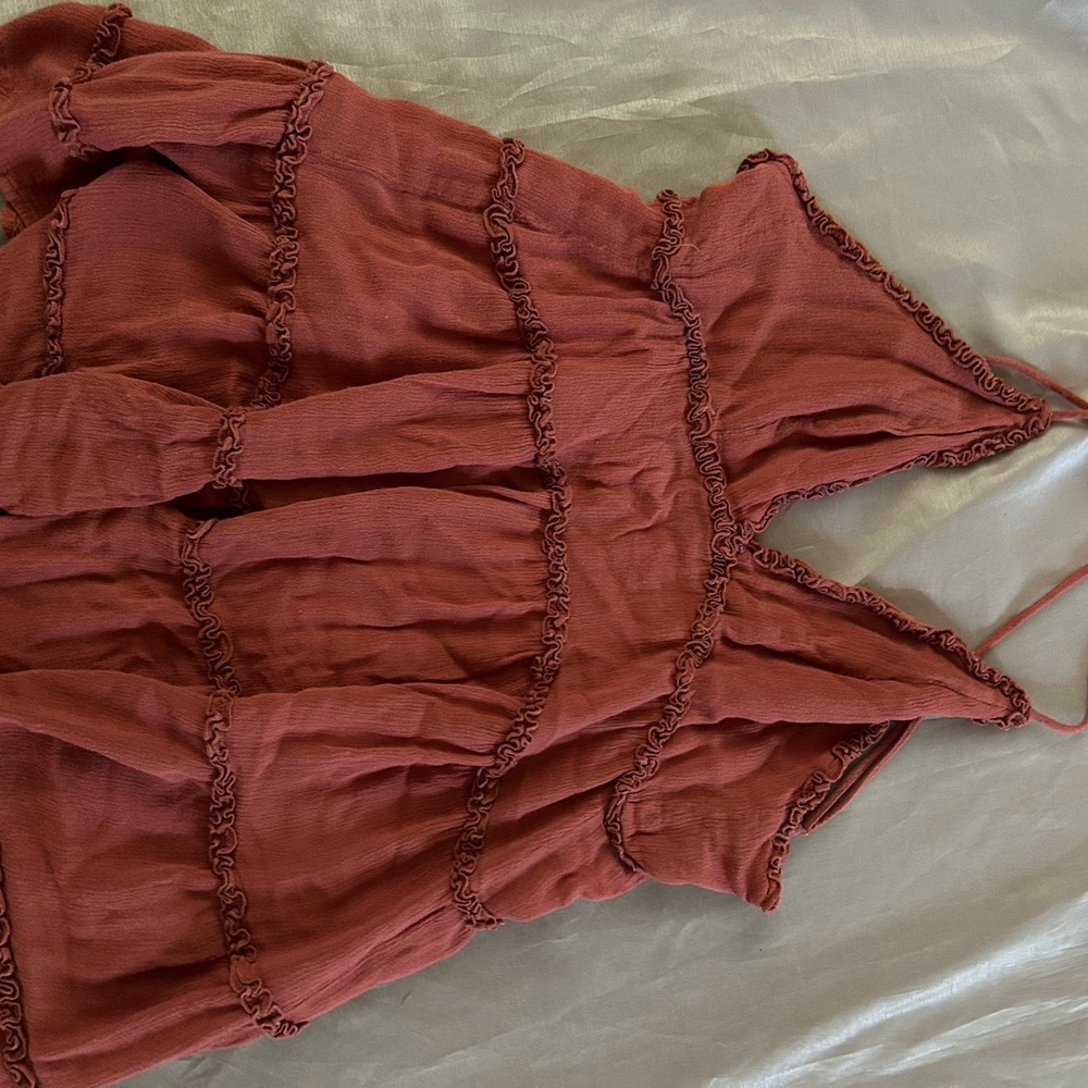 Coral ruffle dress